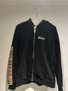 Burberry Black Hoodie with Gold-Tone Zipper